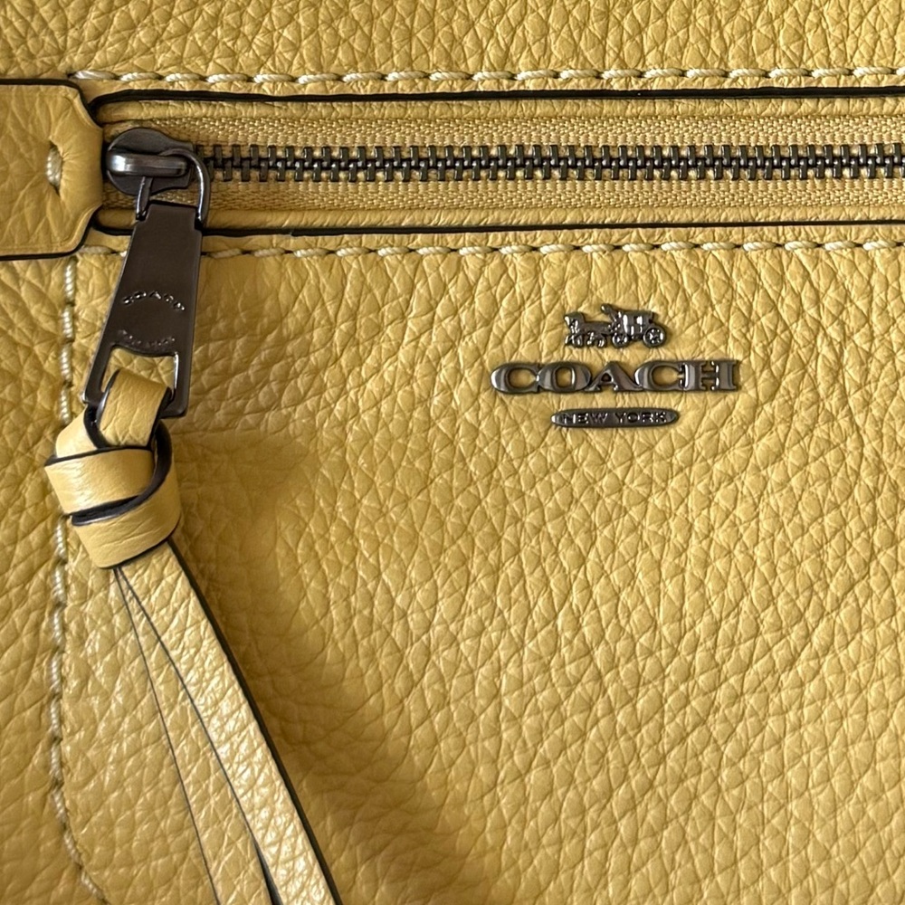 Coach Andi Mini Backpack Yellow Purse 2 way Handbag Daypack Pebbled Leather Tote - Picture 6 of 14